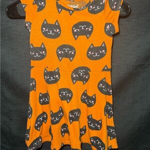 Cat & Jack Orange Dress with Black and Pink Cat Faces